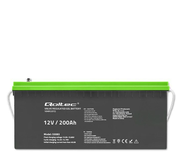 Qoltec Akumulator żelowy 12V 200Ah GEL 59.5kg - 1136800 - zdjęcie